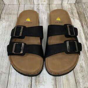 Aloha Island Womens Size 9W Black Strap Buckle Sandals